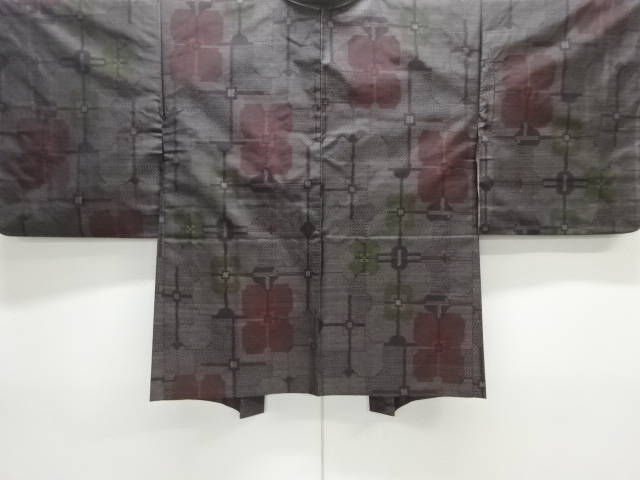 JAPANESE KIMONO / DORO OSHIMA TSUMUGI / WOVEN ABSTRACT FLOWER